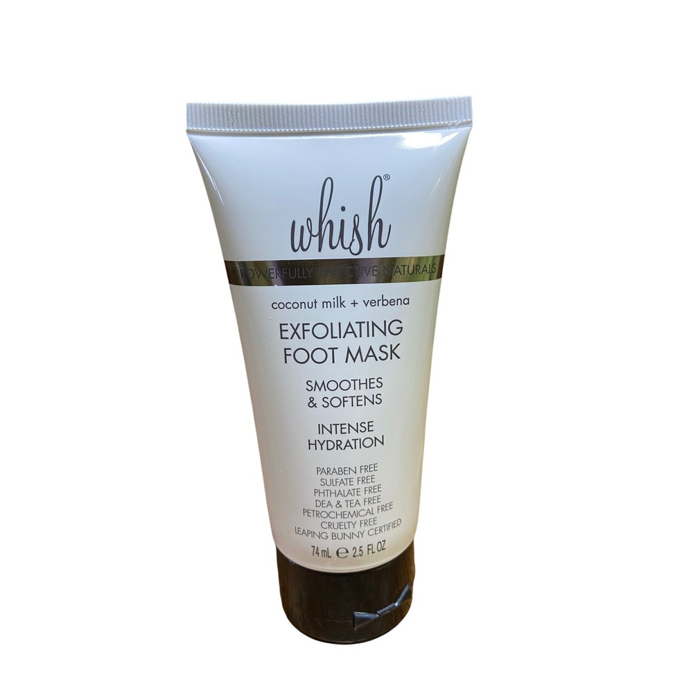 Whish Coconut Milk Verbena Exfoliating Foot Mask 2.5oz Intense Hydration Smooths